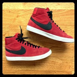 nike blazer mid red high top sneakers